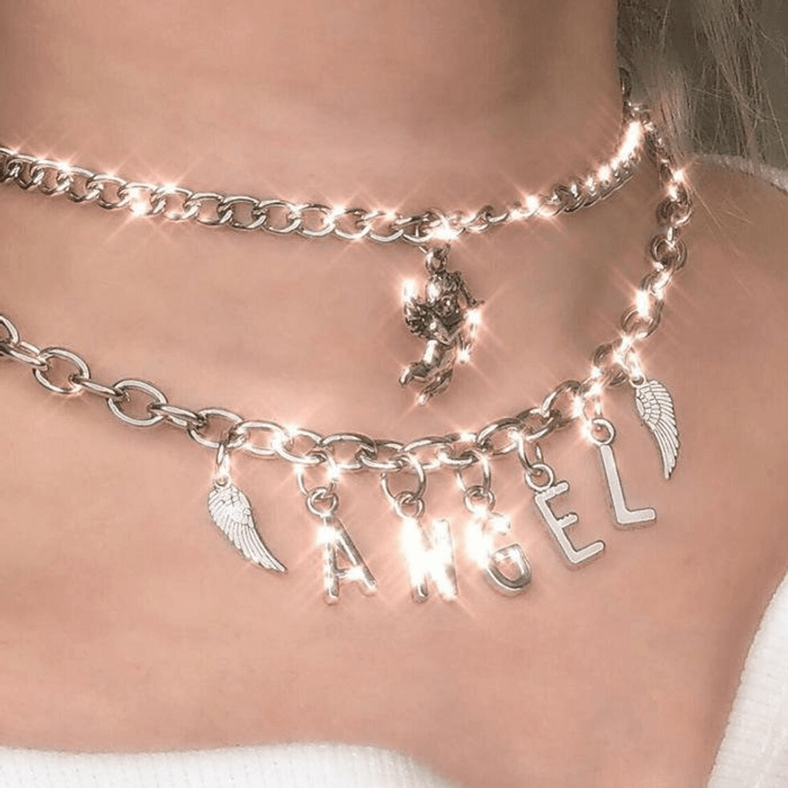 Producto Metal Letters Angel Wings Stainless Steel Choker