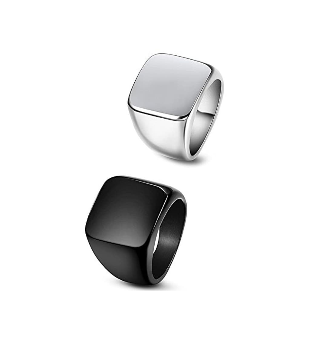 Producto sailimue 2 pcs Acero Inoxidable Anillos Hombre Anillos de Compromiso Negros Porta Anillos Boda