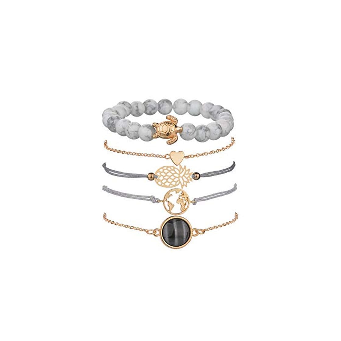 Moda Conjunto Pulseras Mujer, Dsaren Apilable Pulsera Ajustable Circón Brazalete Conjunto Mujeres Accesorios