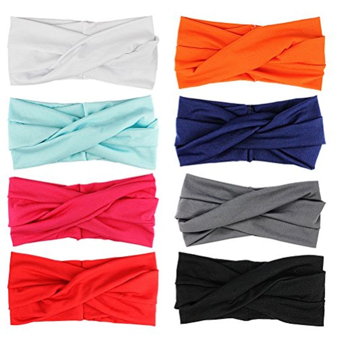 Lugar 8 Piezas Turbante Para Mujer Color Puro Venda De Pelo Diadema Accesorios