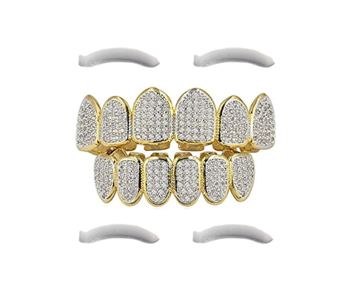 Product Grillz Funda para dientes, chapada en oro de 24 ct. con diamantes