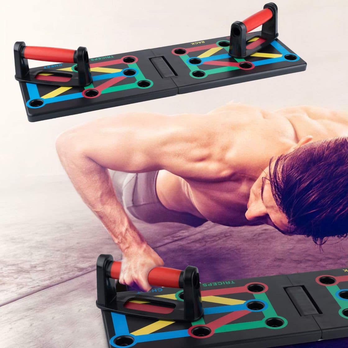 Producto Surplex 9 en 1 Push Up Rack Board System Plegable Push Up Tabla Board Fitness Entrenamiento Gimnasio Ejercicio Stands para el Aptitud Ejercicio Entrenamiento Muscular del Cuerpo Deporte Gimnasio hogar