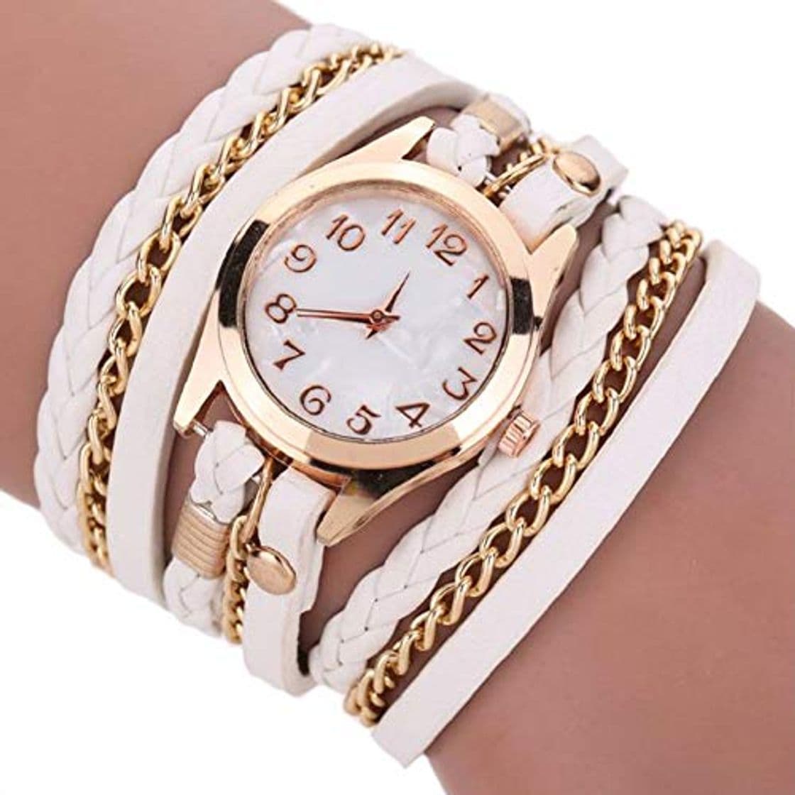 Fashion Dosige Pulsera del Relojes Retro Estilo Romano Cuarzo Reloj de Pulsera Mujeres Accesorios de Moda（Blanco）