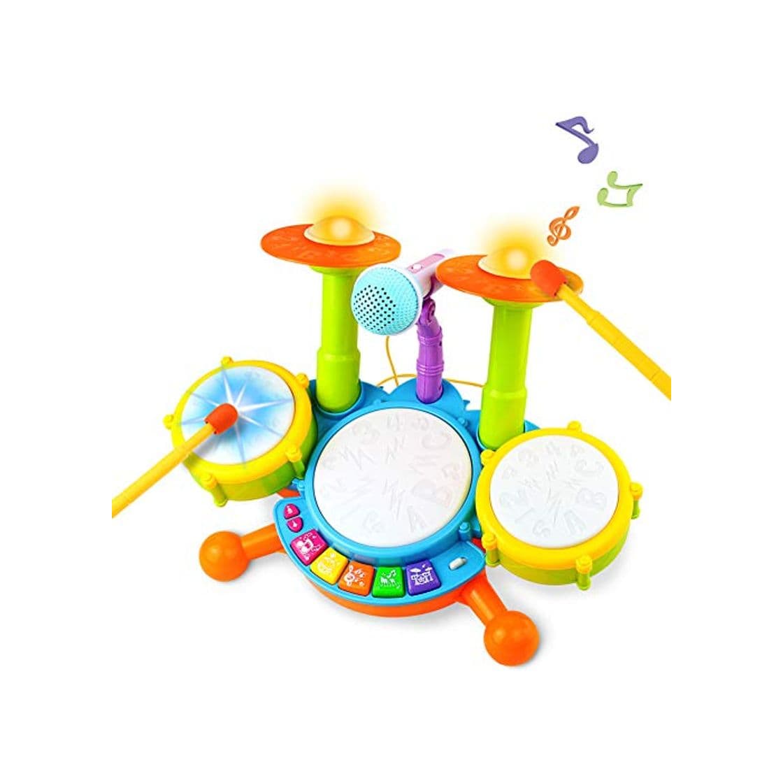 Product Tambor Infantil Instrumentos Musicales Infantiles Batería Juguete con Canciones Infantil Kit de Batería ElectróNica Idea de Regalo para Niños 3 4 5 6 Años