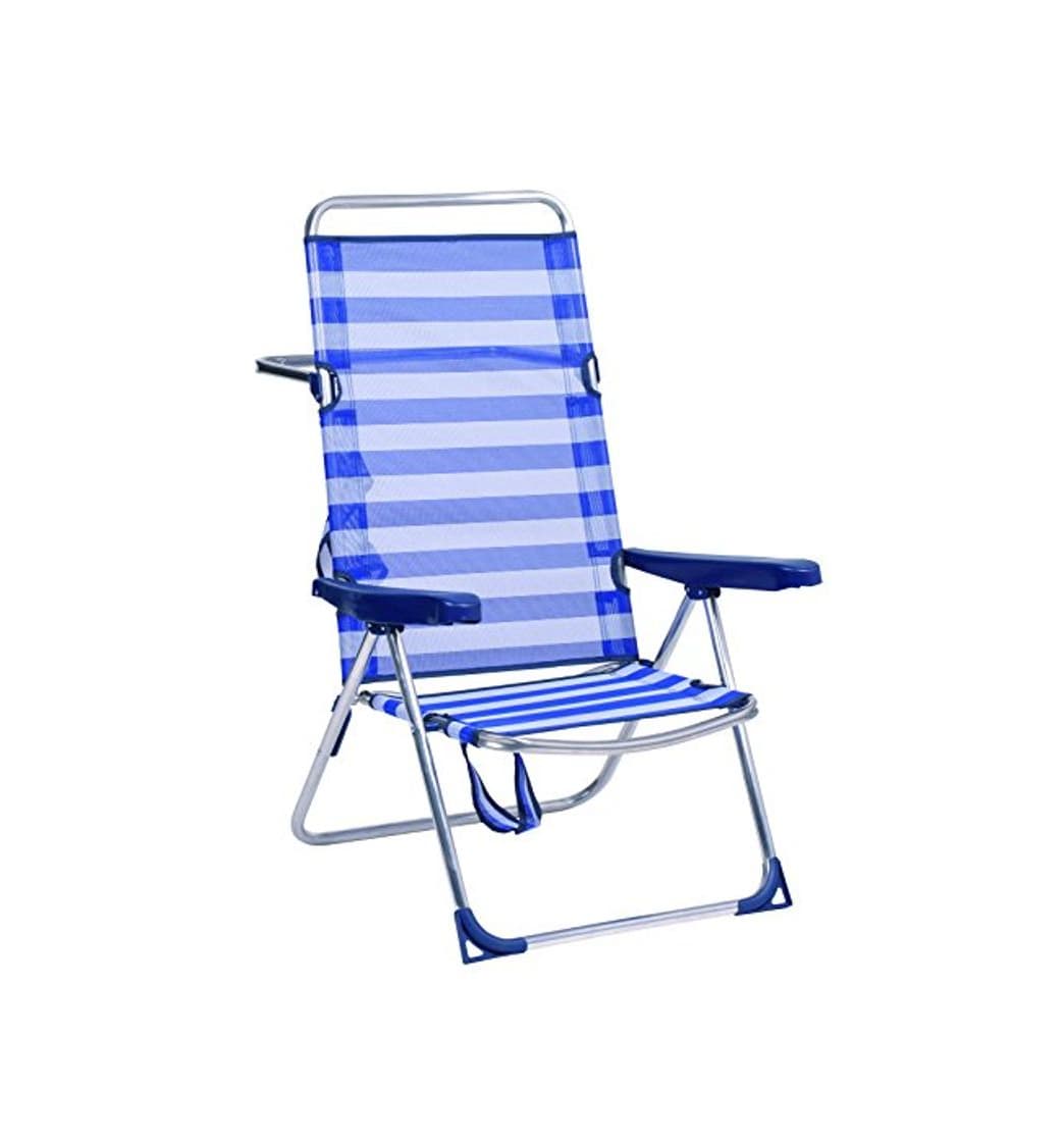 Producto Alco-670ALF-0056 Silla Playa Alta, fibreline, Color Rayas Azules y Blancas, 95x65.5x13.5 cm