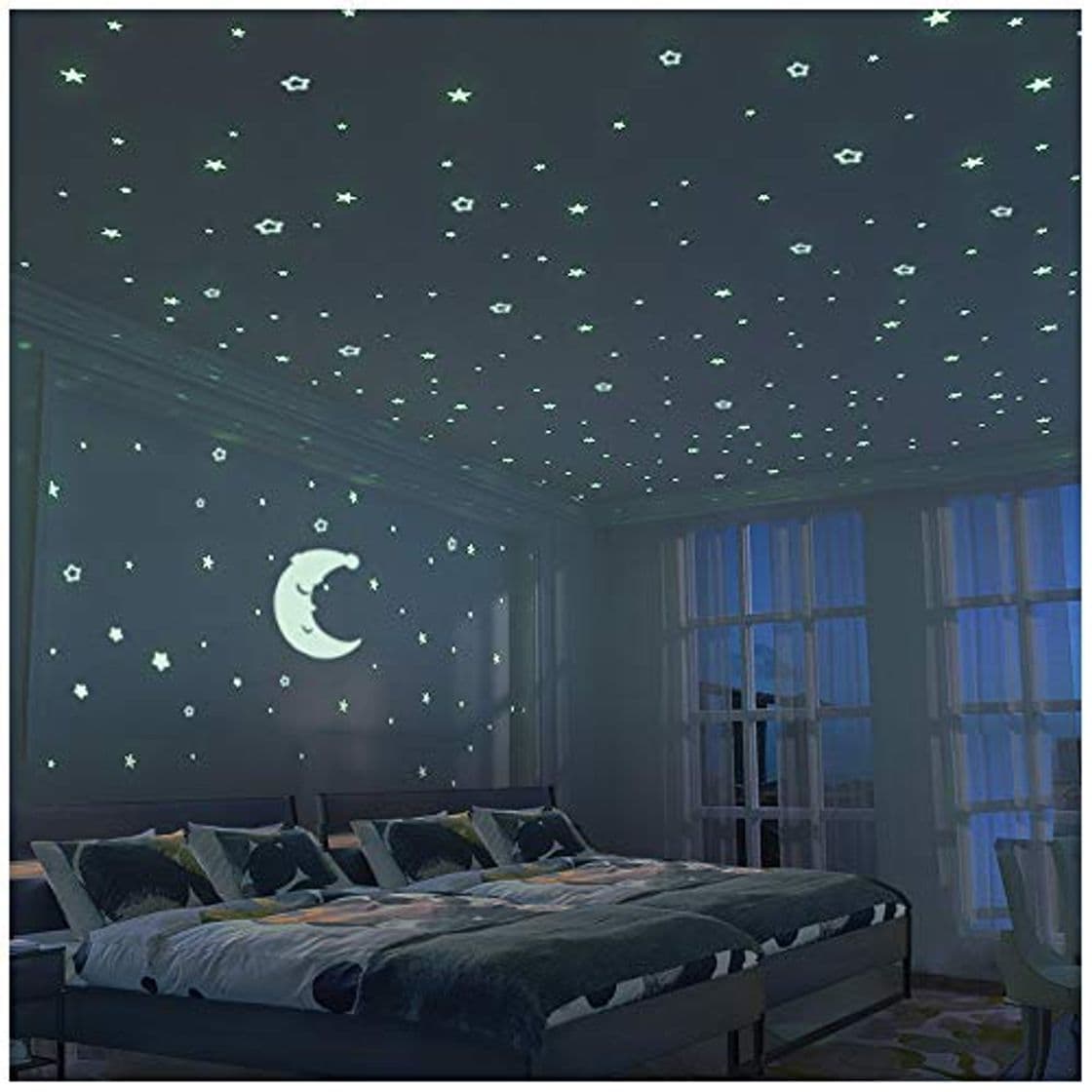 Producto FRETOD Brillante Estrellas y Luna Pegatina de Pared para Dormitorio de Niños