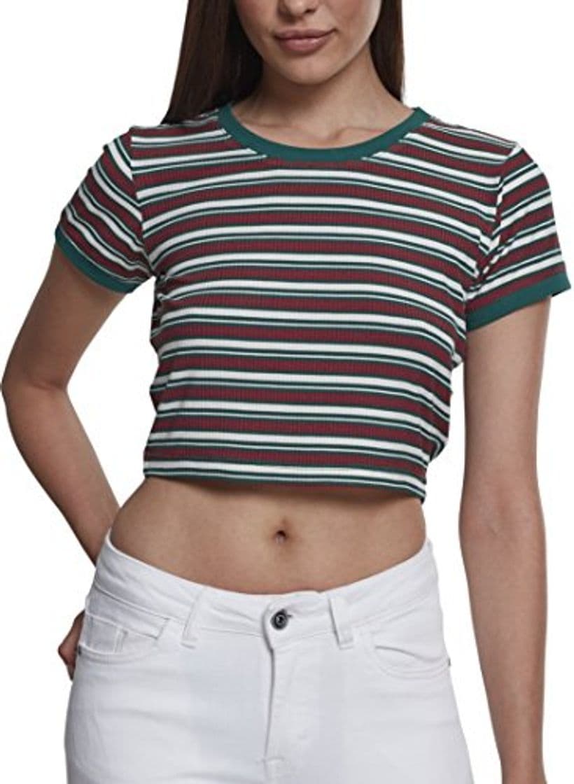 Product Urban Classics Ladies Rib Stripe Cropped tee Camiseta, Multicolor