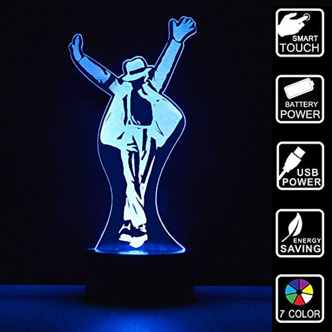 Producto Michael Jackson Libro Poster 3D Lámpara de Escritorio Mesa 7 cambiar el color botón táctil de escritorio del USB LED lámpara de tabla ligera Decoración para el Hogar Decoración para Niños Mejor Regalo