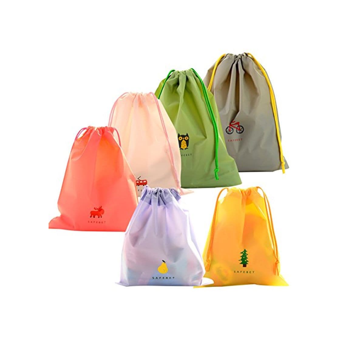 Producto Juego de 6 Bolsas de Cuerdas Coolzon® Saco de Deporte Bolso de Gimnasio PE Plástico Impermeable Seca de Viaje Gymsack Drawstring Bags