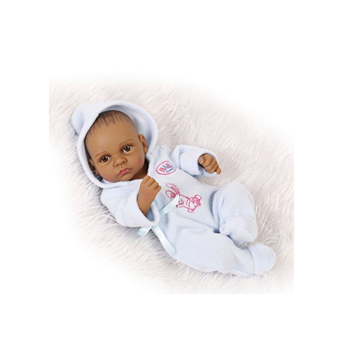 Producto Nicery Peau Reborn Bébé Bain Poupée Indien Noir Style Vinyle Silicone Simulation dur 10inch 26cm enfant étanche Jouet Blue Garçon avec les yeux acryliques Baby Doll Cadeau de Noël