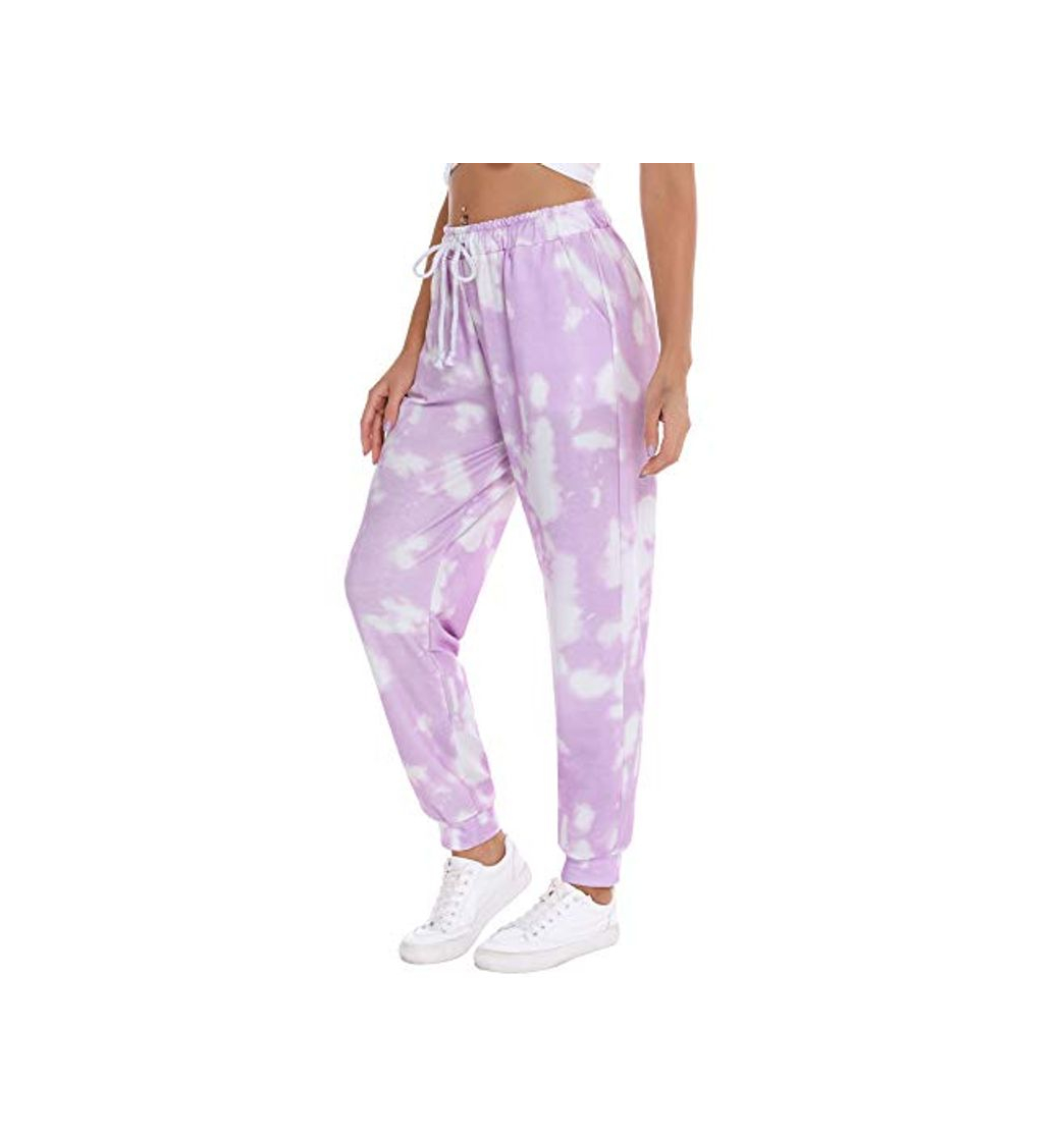 Moda Irevial Comodo Pantalones Largos Pijama Mujer de Tie-Dye Estampados