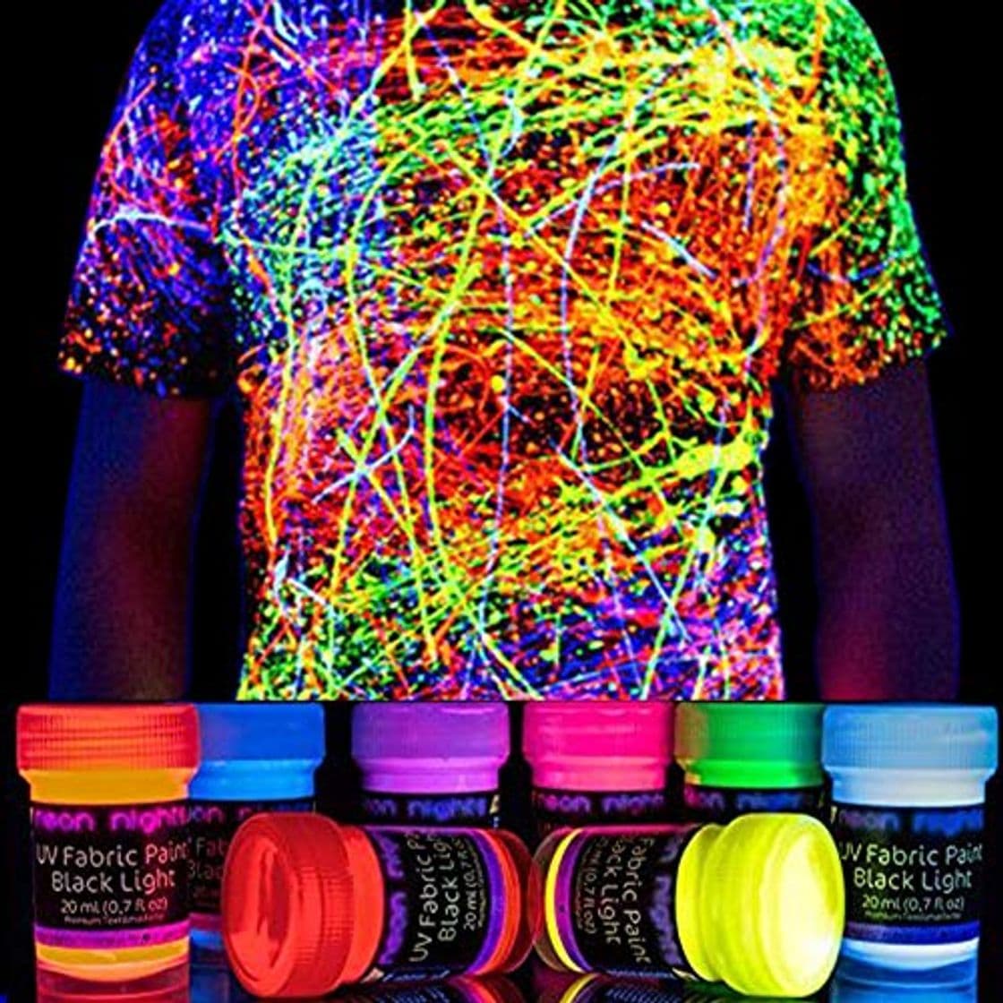 Producto neon nights 8 x Pintura para Tejidos UV Luz Negra Pintura Textiles