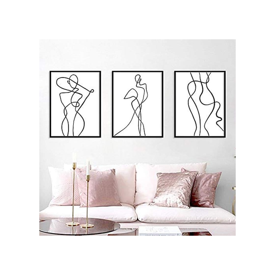 Producto Cqzk Línea Blanca Negra Mujer besándose Decoración del hogar Lienzo Pintura Carteles Sala de Estar Dormitorio Salón Decoración Impresiones Imagen Arte de la Pared 40 × 60 cm × 3 Sin Marco