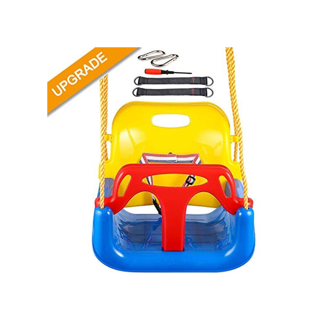 Producto IMMEK Columpio Infantil Columpio 3 en 1 con Respaldo y Protección Frontal Desmontable para Seguridad con Cuerda