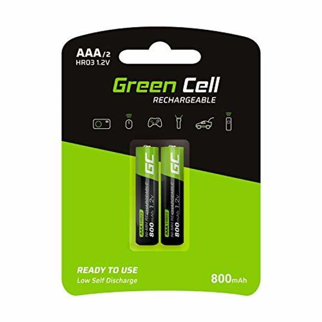 Product Green Cell 2X AAA 800mAh 1.2V Juego de 2 Pilas Recargables AAA