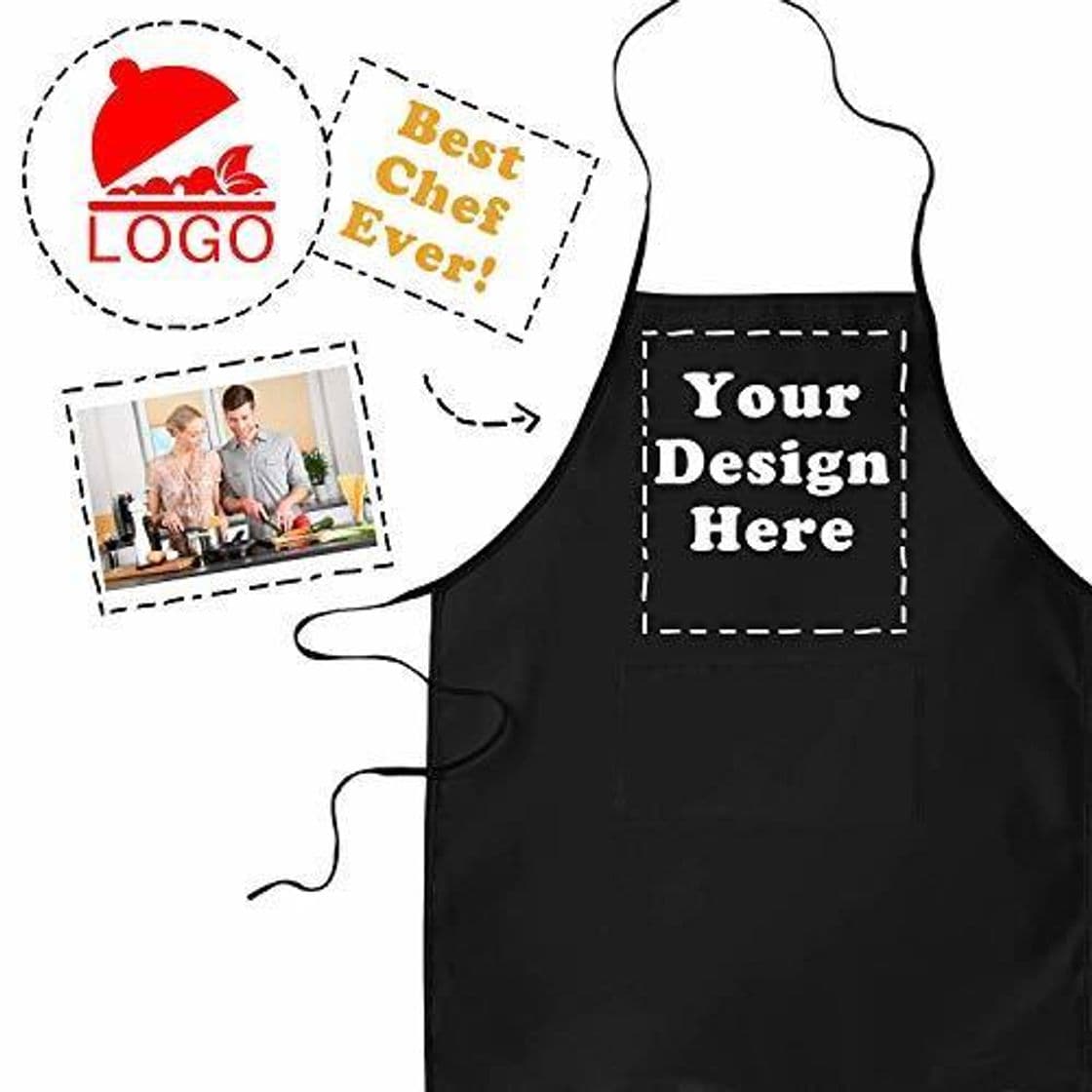 Product LaMAGLIERIA Delantal de Cocina Personalizado con Foto y Texto - Delantal para