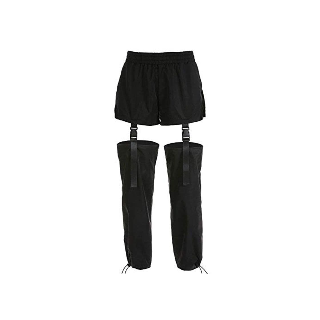 Product Pantalones de Carga góticos de Talla Grande para Mujer Pantalones Casuales de Cintura Alta Desmontables Sueltos Negros con Pantalones de Hip Hop con Hebilla de plástico