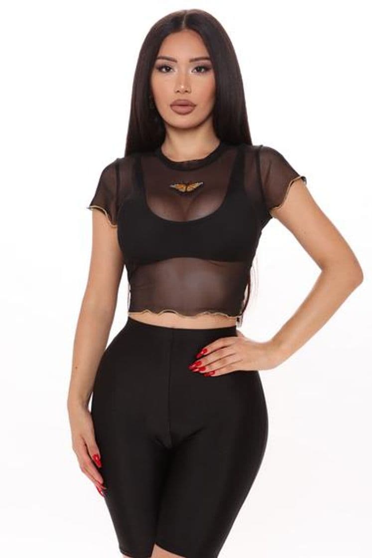 Moda Butterflies Mesh Top - Black – Fashion Nova