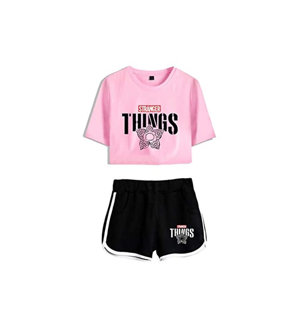 Moda Conjunto Mujer Top y Pantalones Cortos Stranger Things, Conjunto Deportivo Camiseta y