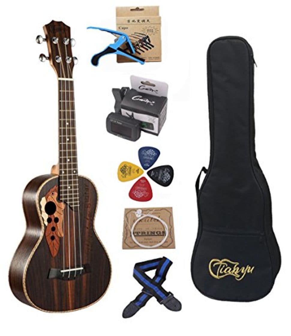 Producto Paisen 23 pulgadas Ukelele Hawaiano de madera palosanto profesional con afinador cejilla Correa ukeleles Funda de transporte Aquila cuerda de ukeleles púa enviar un conjunto completo de accesorios