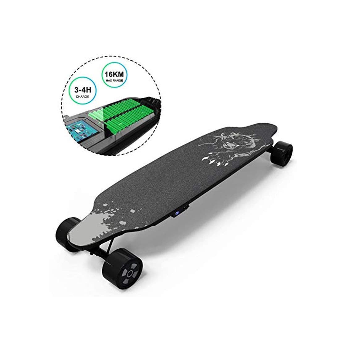 Product GeekMe Monopatín Eléctrico con Control Remoto, Skateboard de 4 Ruedas con Batería