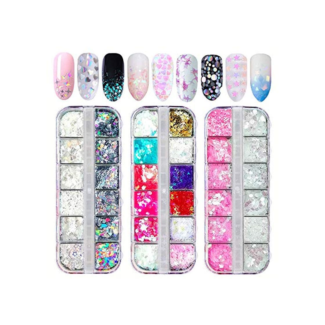 Product Ebanku Lentejuelas Holográficas de Uñas Nail Art Flakes Glitter Mermaid, Paillette Brillante