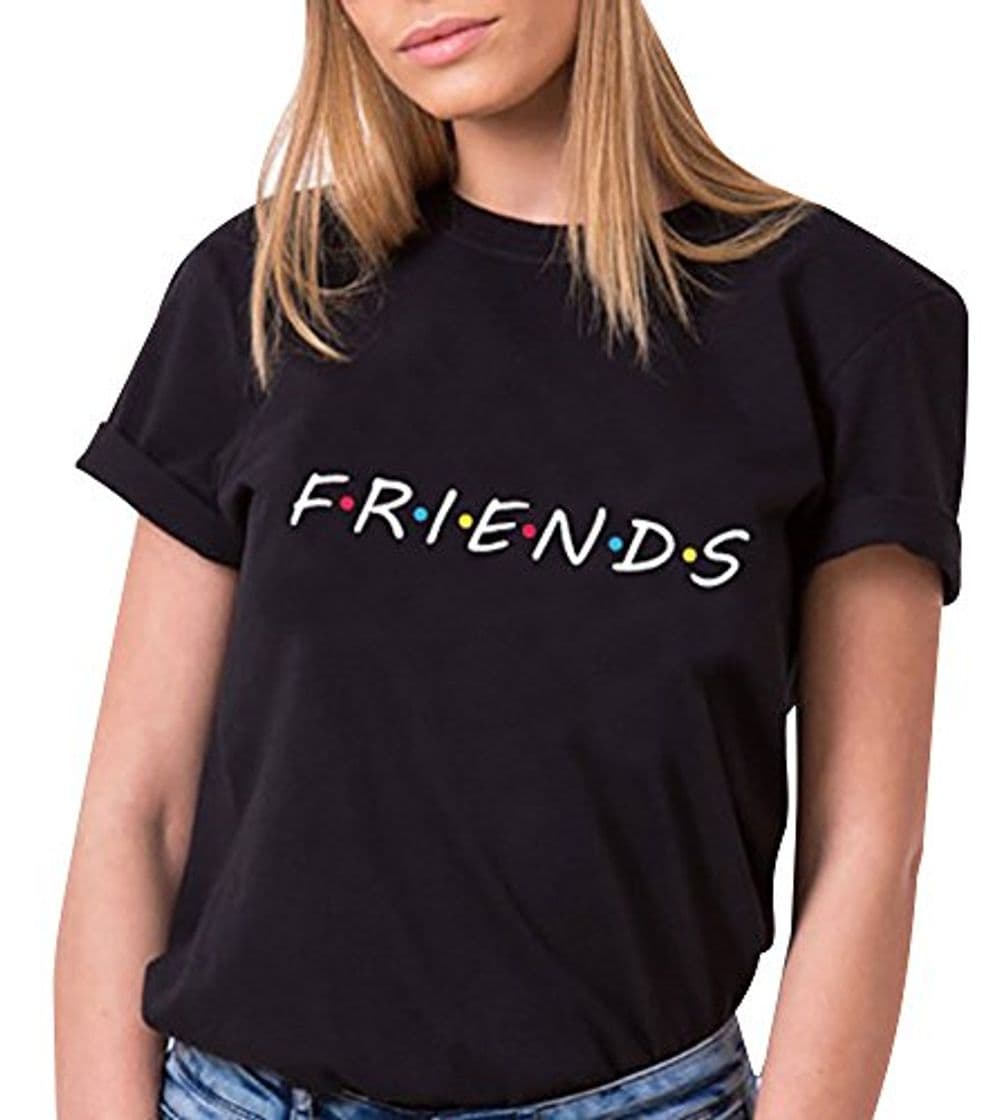 Product Tomwell Mujer Verano Elegante Moda Redondo T-Shirt Friends Impresion Camisetas Manga Corta