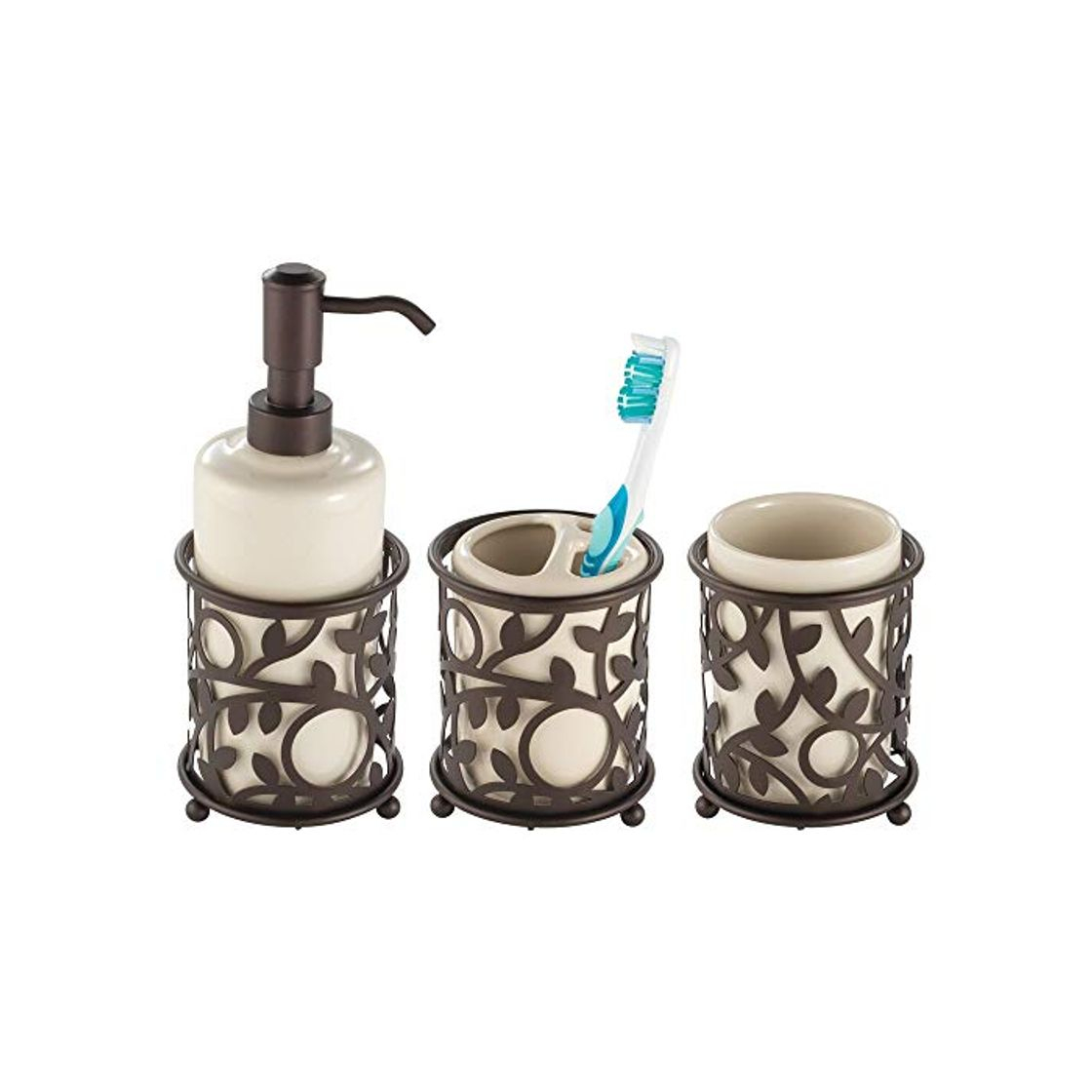 Product mDesign Juego de 3 Accesorios de baño Decorativos – Set de baño