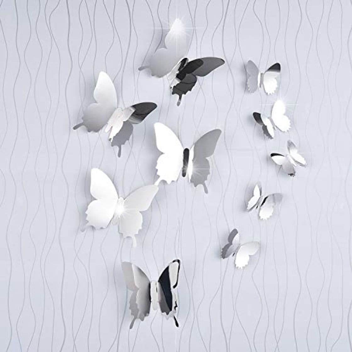 Producto 36 Piezas de Mariposas de Espejo DIY Combinación 3D Espejo Pegatinas de Pared Decoración de Hogar