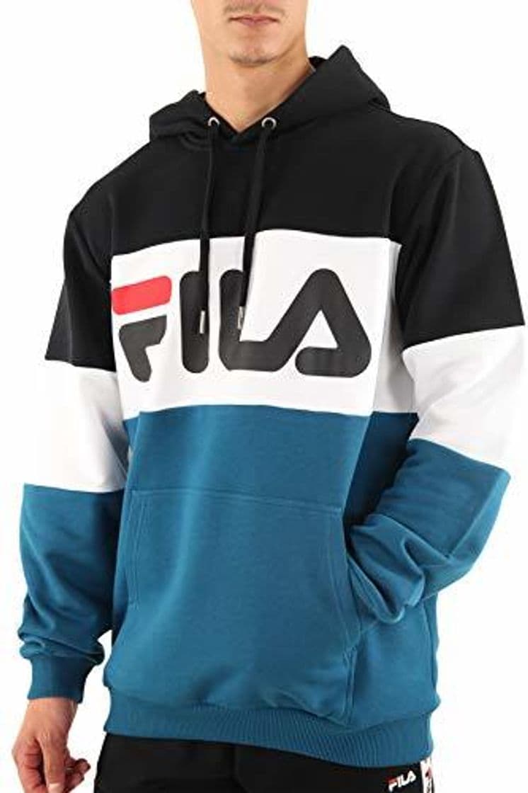 Producto Fila Felpa Uomo Nero Tricolor con Cappuccio e Stampa con Logo 687001