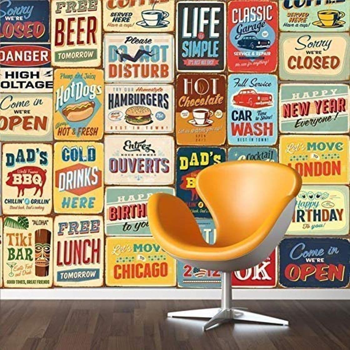 Product Walplus 152x161 cm Adhesivos de Pared "Vintage Letrero Metal Collage" 1 Paquete