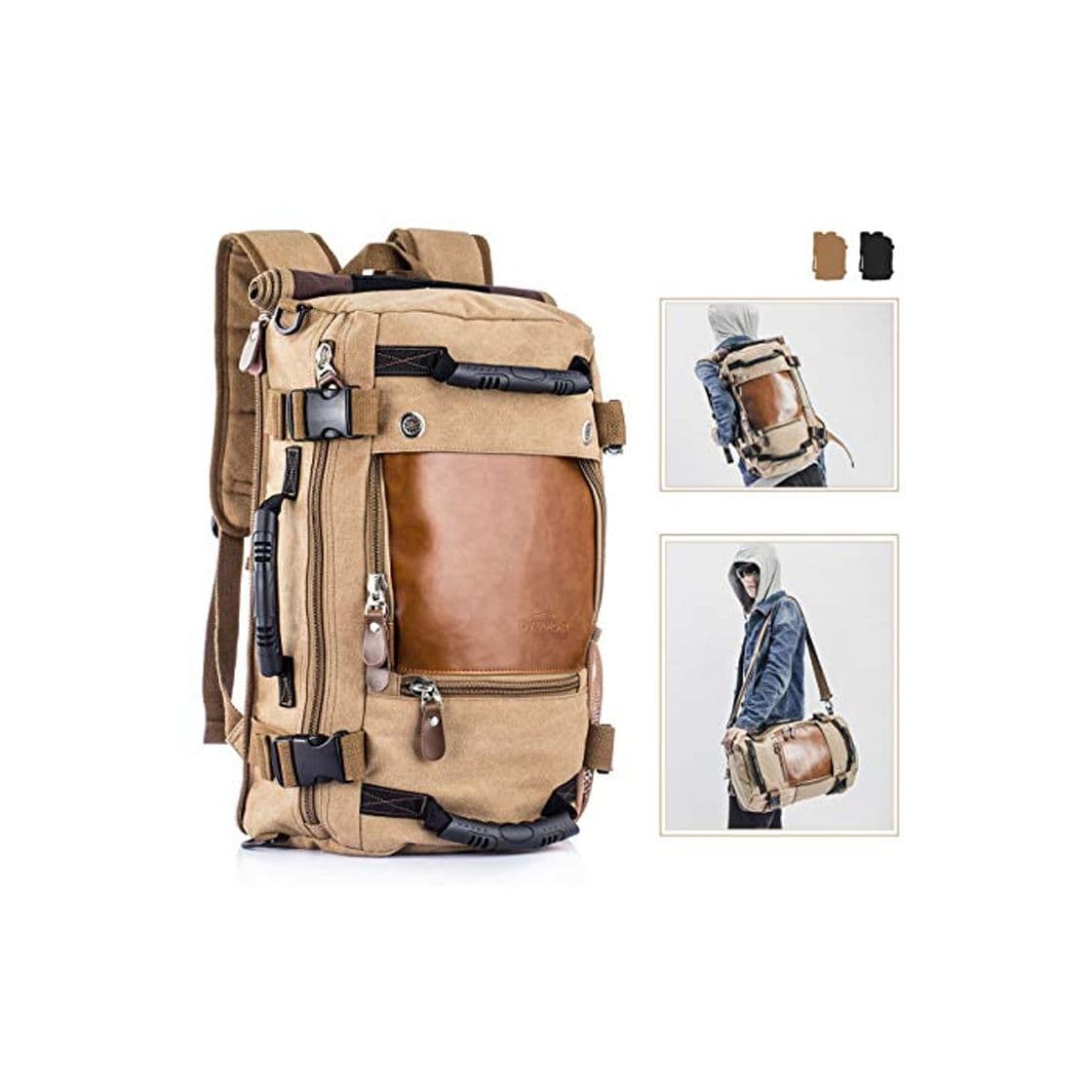 Electronic Overmont 35L Multifuncional portátil Vintage Mochila Bolsa Macuto de Lona Cuero para