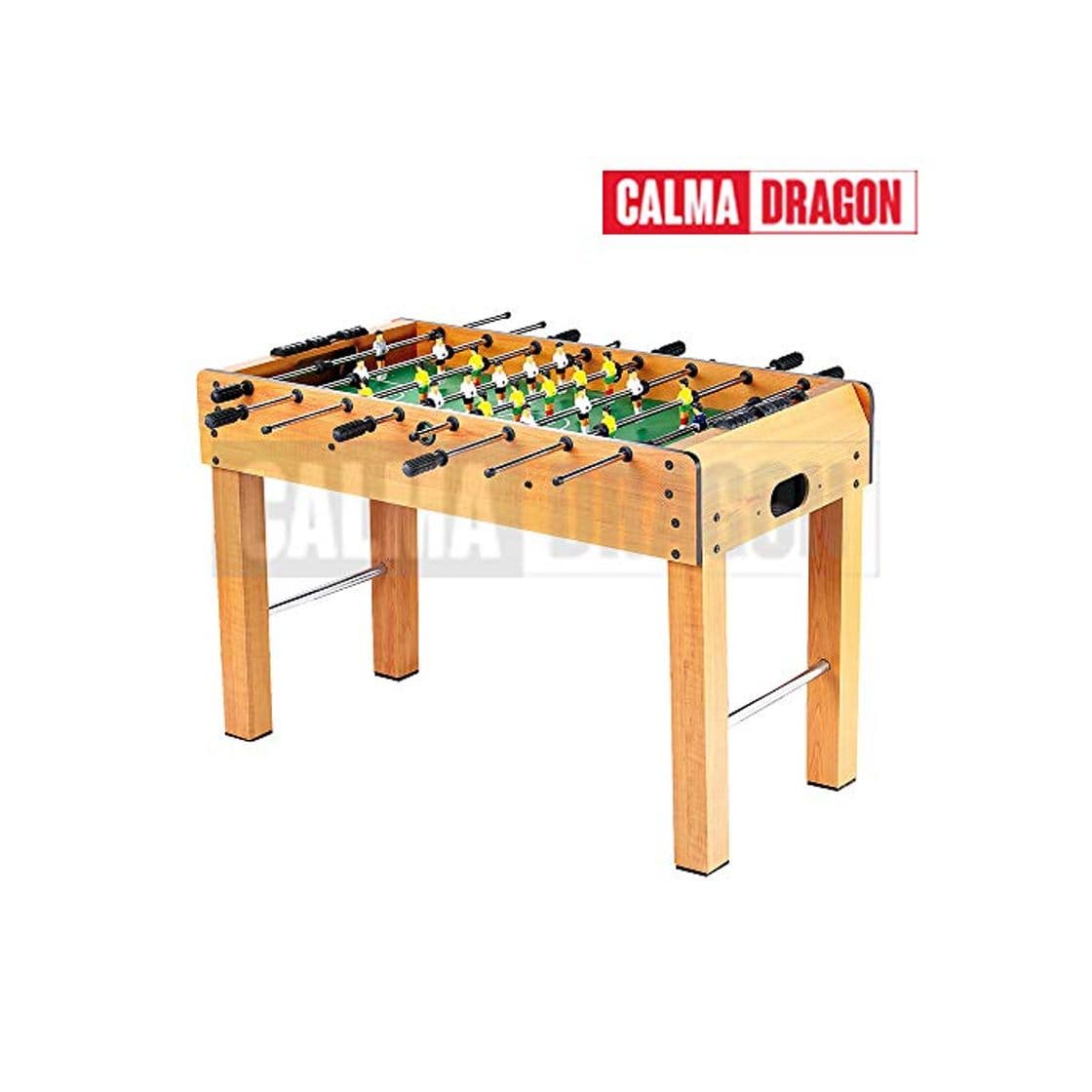 Producto Calma Dragon Mesa de Fútbol Futbolín Hecho de Madera 4 Bolas Recubrimiento de Goma Antideslizante Metegol Fútbolista Deporte Medida 121 x 61 x 79 cm