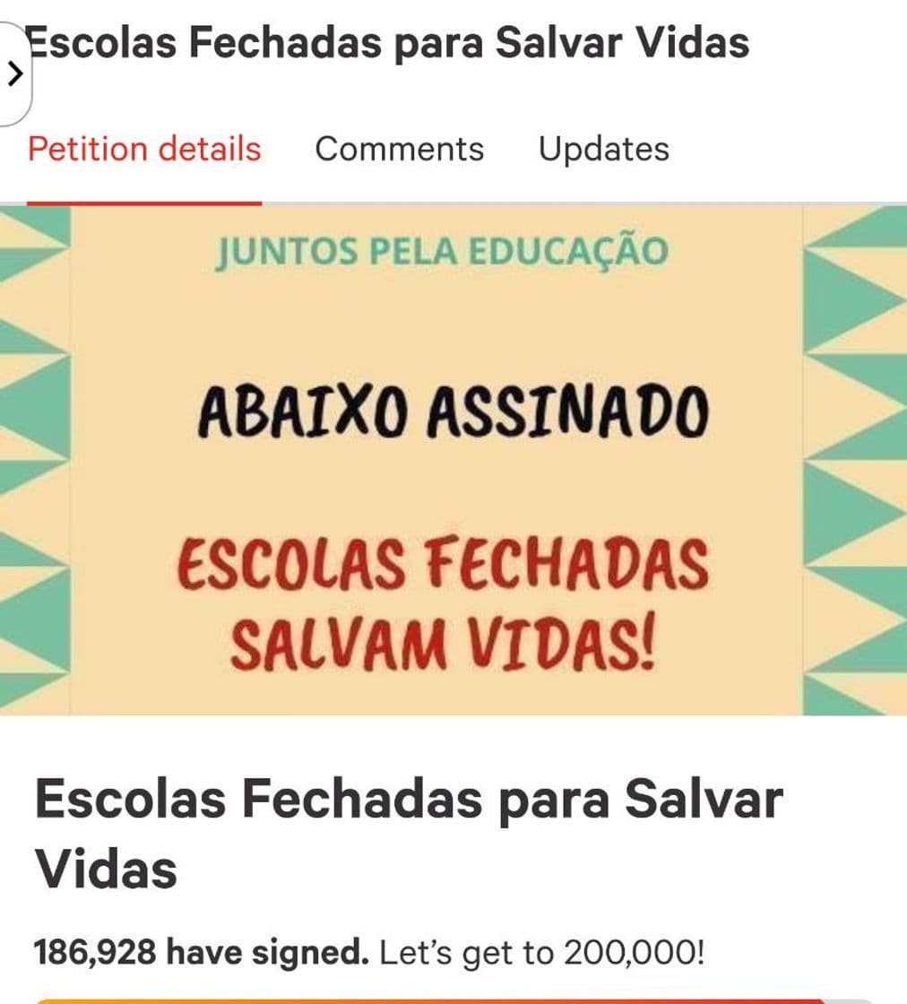 Fashion Petição: Escolas Fechadas para Salvar Vidas 🆙🆙

