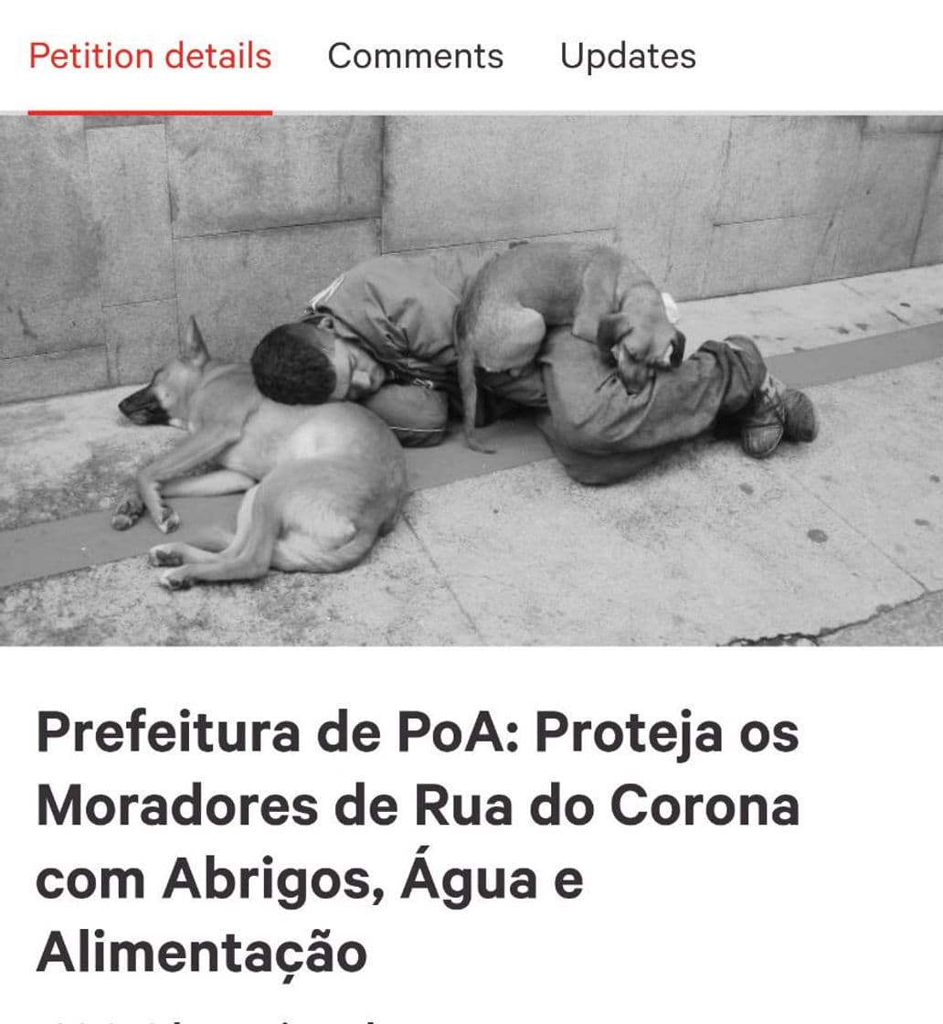 Fashion Petição: Prefeitura de PoA: Proteja os Moradores de Rua 🆙🆙