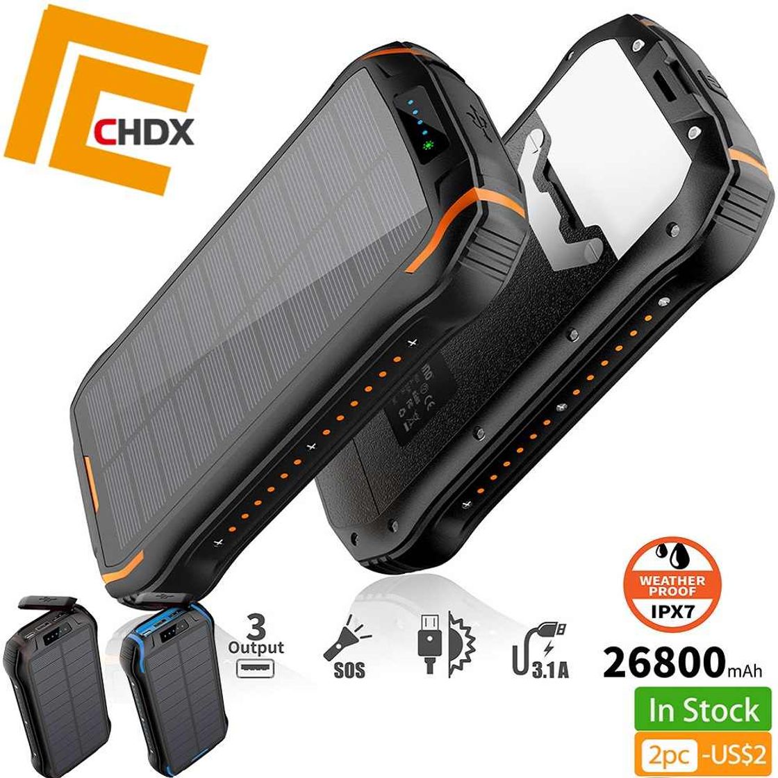 Fashion Cargador solar 26800mAh, banco de energía solar