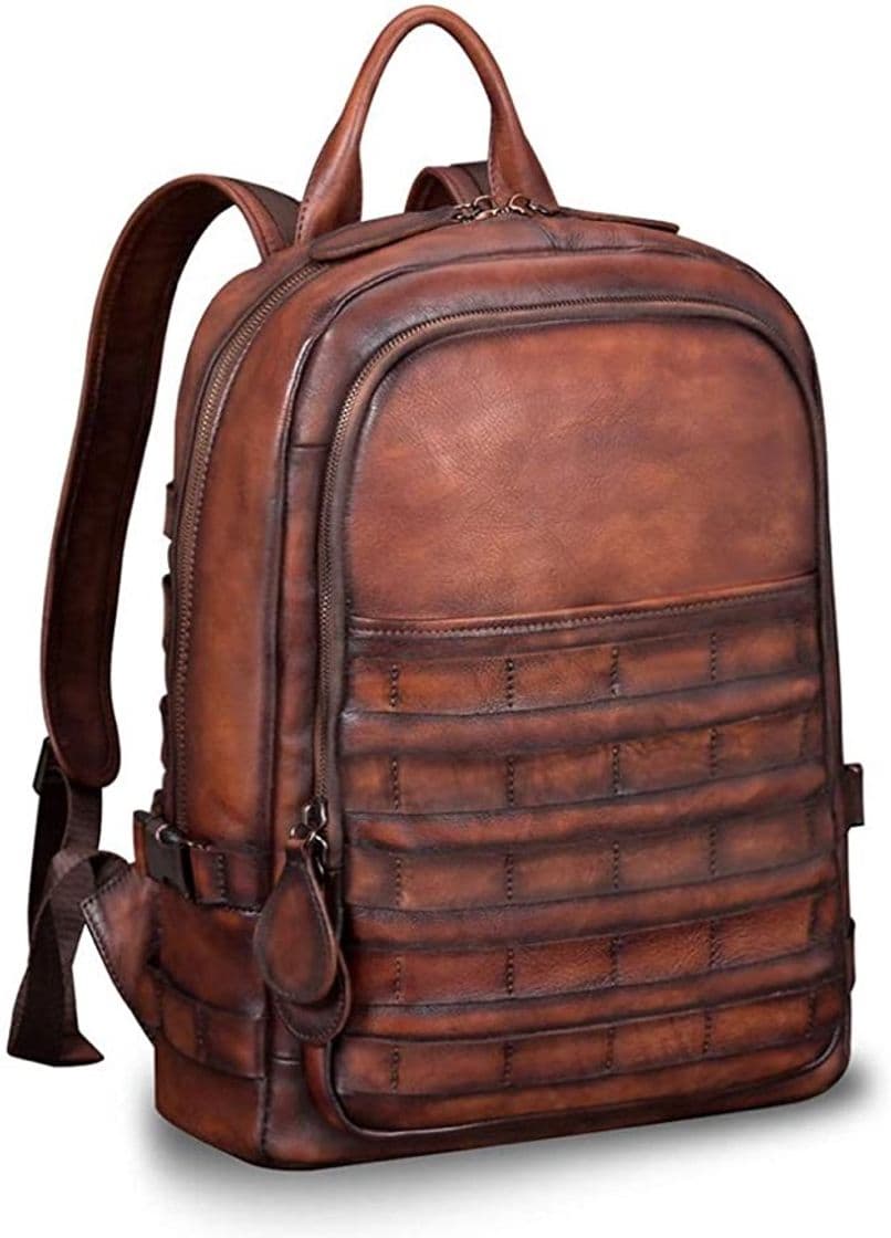 Moda Mochila de cuero genuino para hombres 