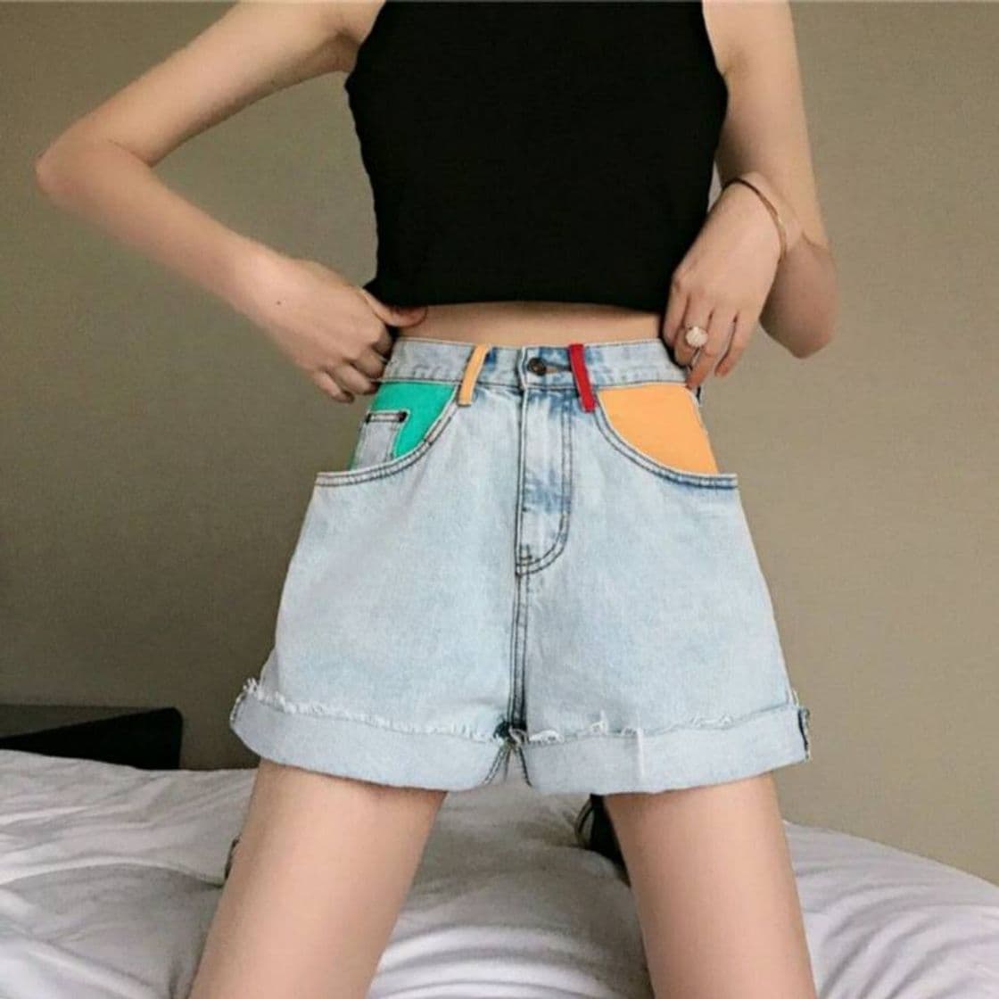 Moda Mom short Denim with colors