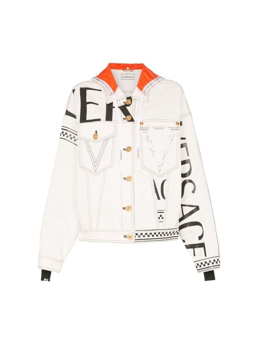 Product Versace Logo Print Hooded Denim Jacket Ss19