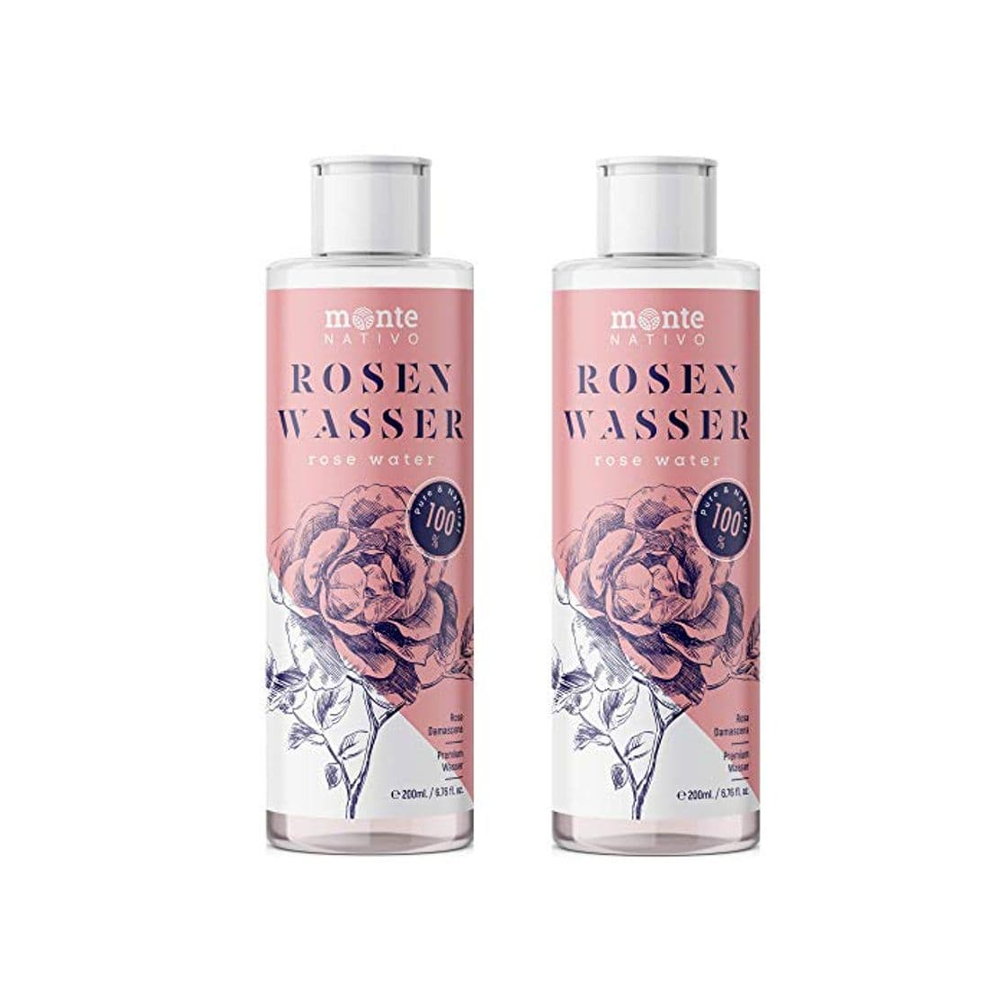 Belleza MonteNativo Agua de Rosas Natural 2x200ml - Hidrolato de Rosas 100% Puro