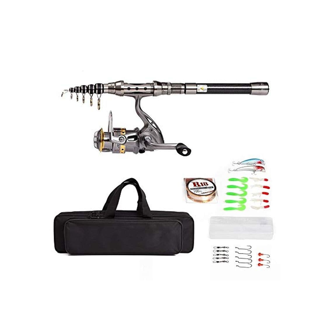 Producto LABAICAI Carrete de caña de Pescar telescópica Combo Kit Completo Caña de