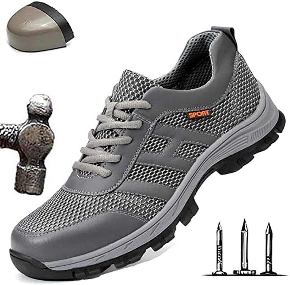 Fashion Zapatos de Seguridad para Hombre Transpirable Ligeras con Puntera de Acero Zapatillas