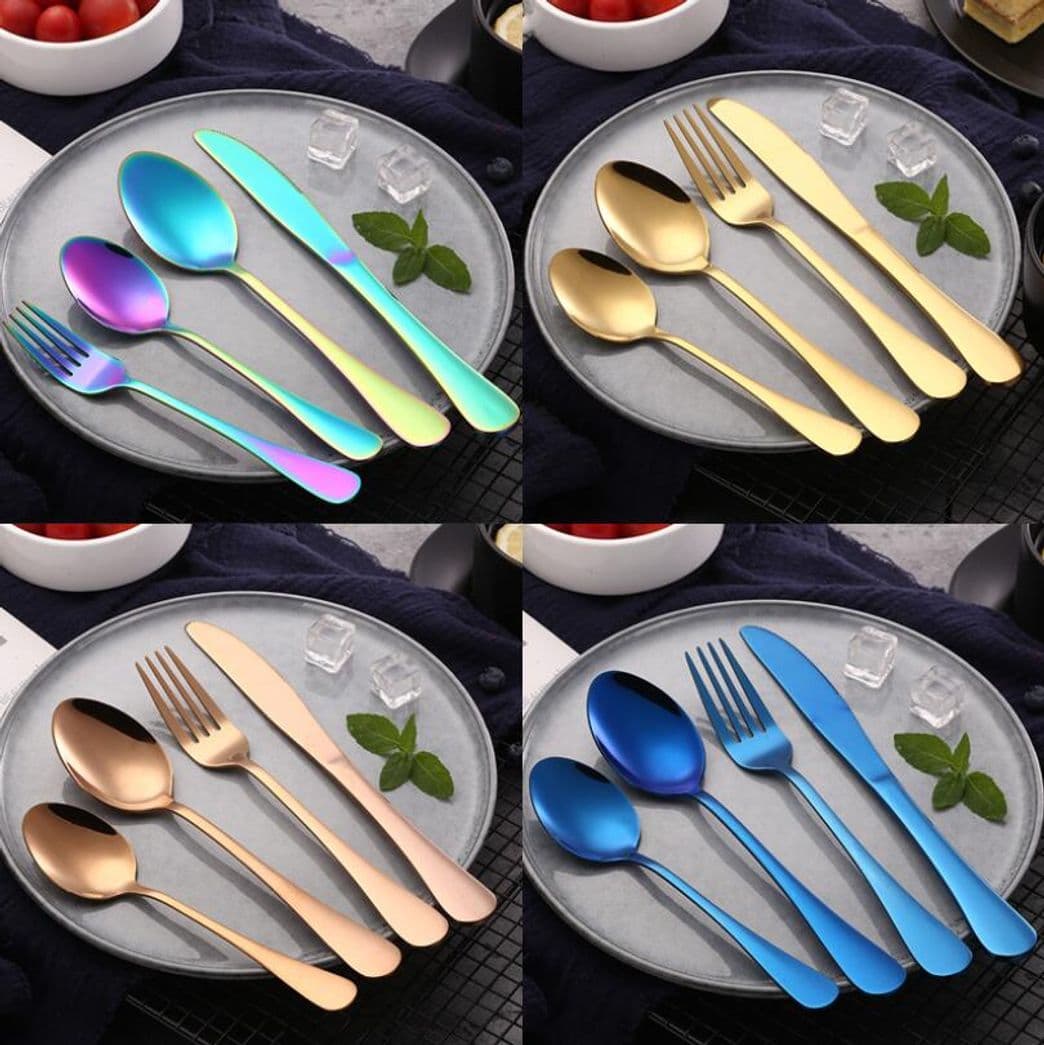 Producto Venta caliente de 4 PC Azul Puro vajilla inoxidable 304 Cuchillo Tenedor Cuchara Cuchillería de la cocina de los platos y cubiertos Vajilla Talheres juego de comedor