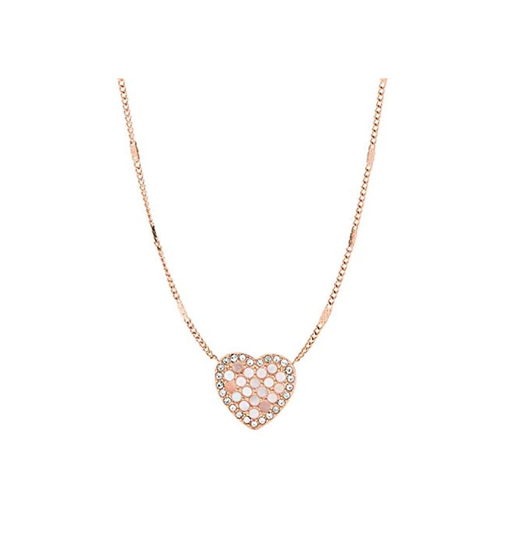 Producto Fossil Mosaic Heart Collar de Acero Inoxidable con Tono Dorado Rosa para