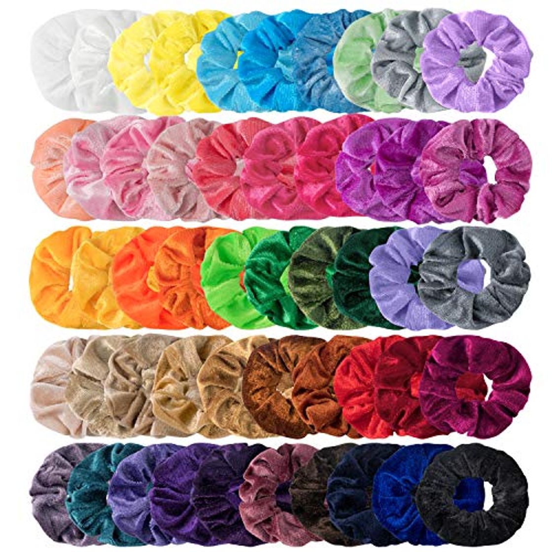 Producto HBselect 50 Gomas Pelo Colores Distintos Coleteros De Terciopelo Suave Coleteros Pelo Mujer Chica Coleteros De Colores Para El Pelo Cola De Caballo