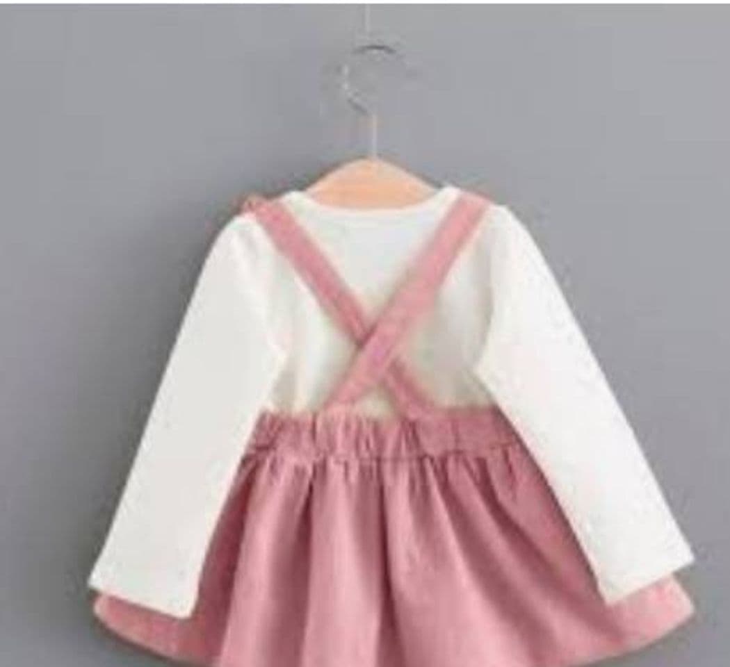 Moda Vestido menina infantil rosa jardineira