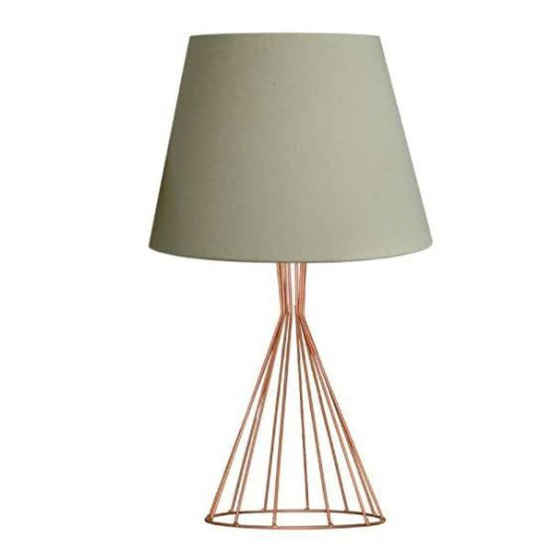 Fashion Abajur para Sala e Quarto Base Aramado cone Cobre cúpula Bege ...