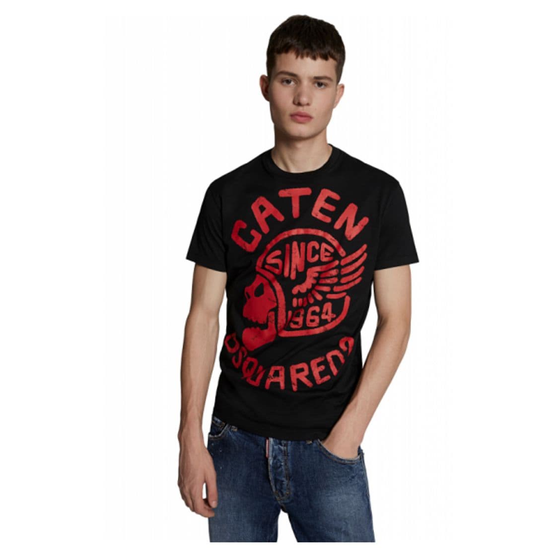 Fashion DSQUARED2 Camiseta Caten Skull S74GD0637S22427 Color Negro.
