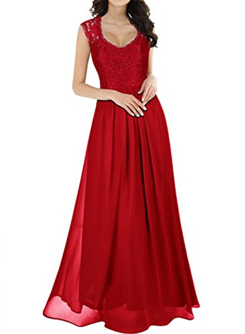 Producto Miusol Vintage Chiffon Largo Fiesta Vestidos para Mujer Rojo Small