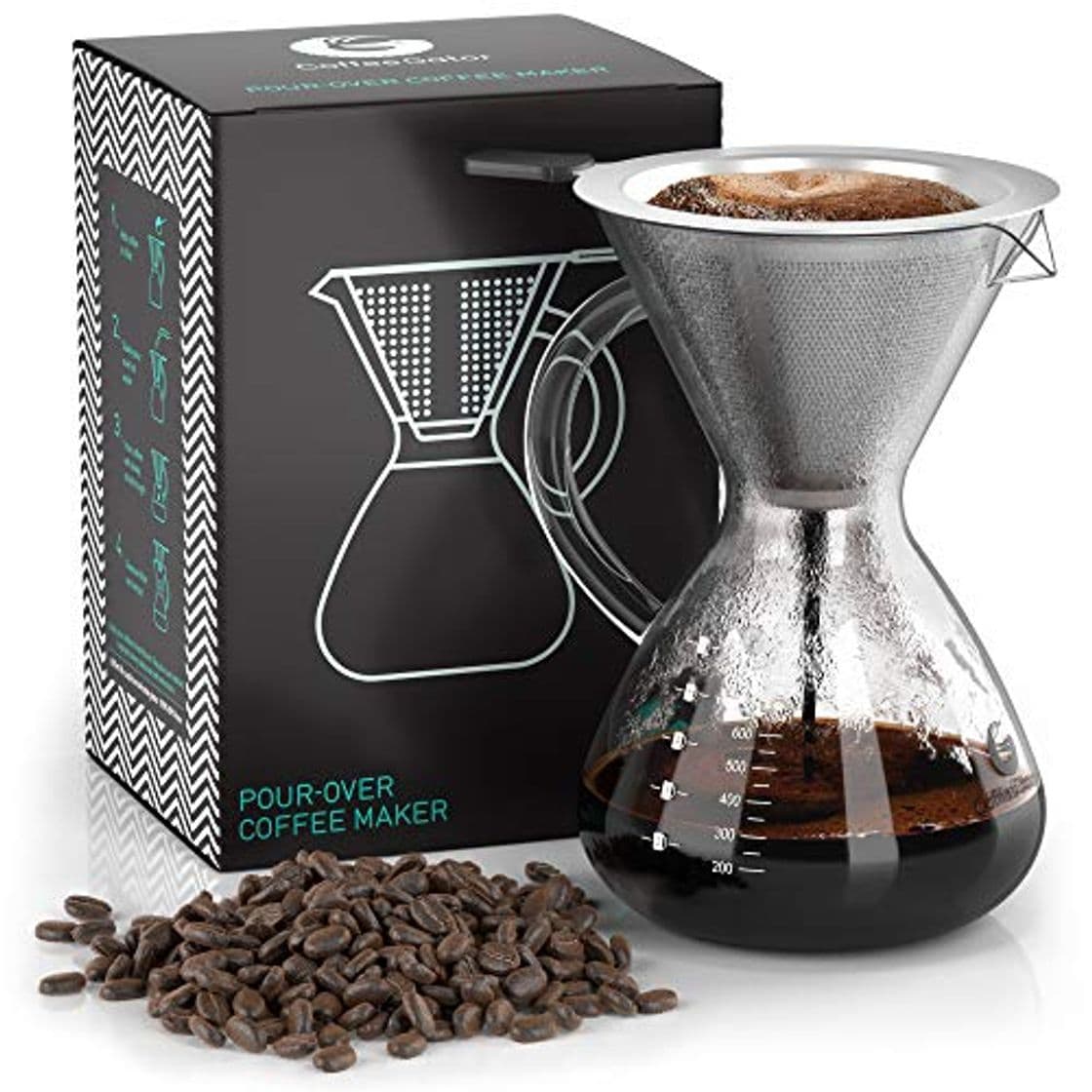 Producto Coffee Gator Cafetera de goteo"Pour Over" manual con filtro de café permanente